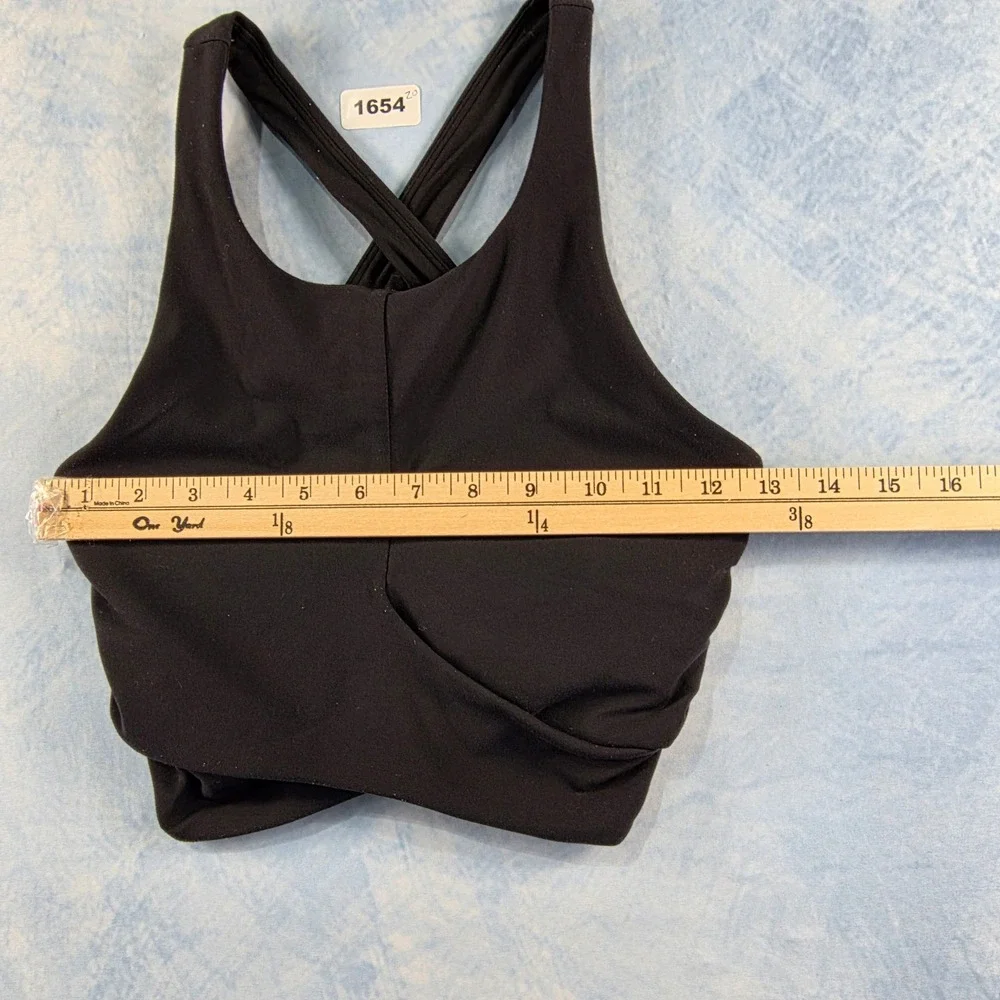 Lululemon Black High Neck Cross Front Ruched X-Back Sports‎ Bra Top